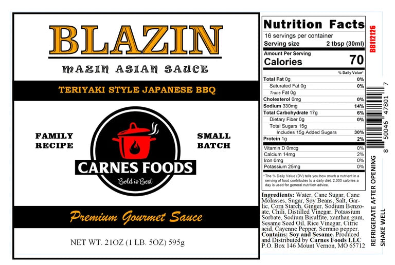 Blazin Mazin Asian Sauce 21oz Squeeze Bottle
